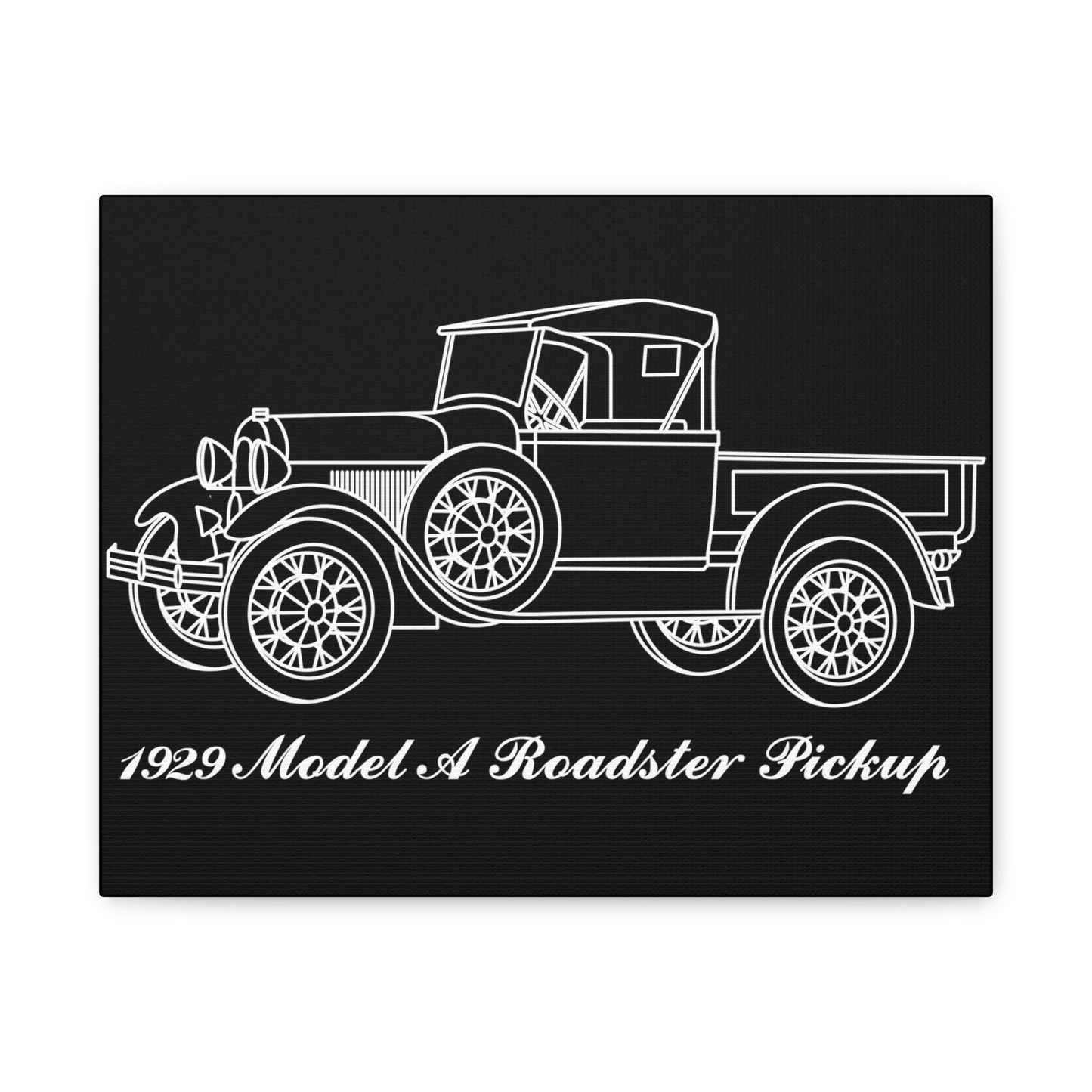1929 Roadster Pickup Black Canvas Wall Art