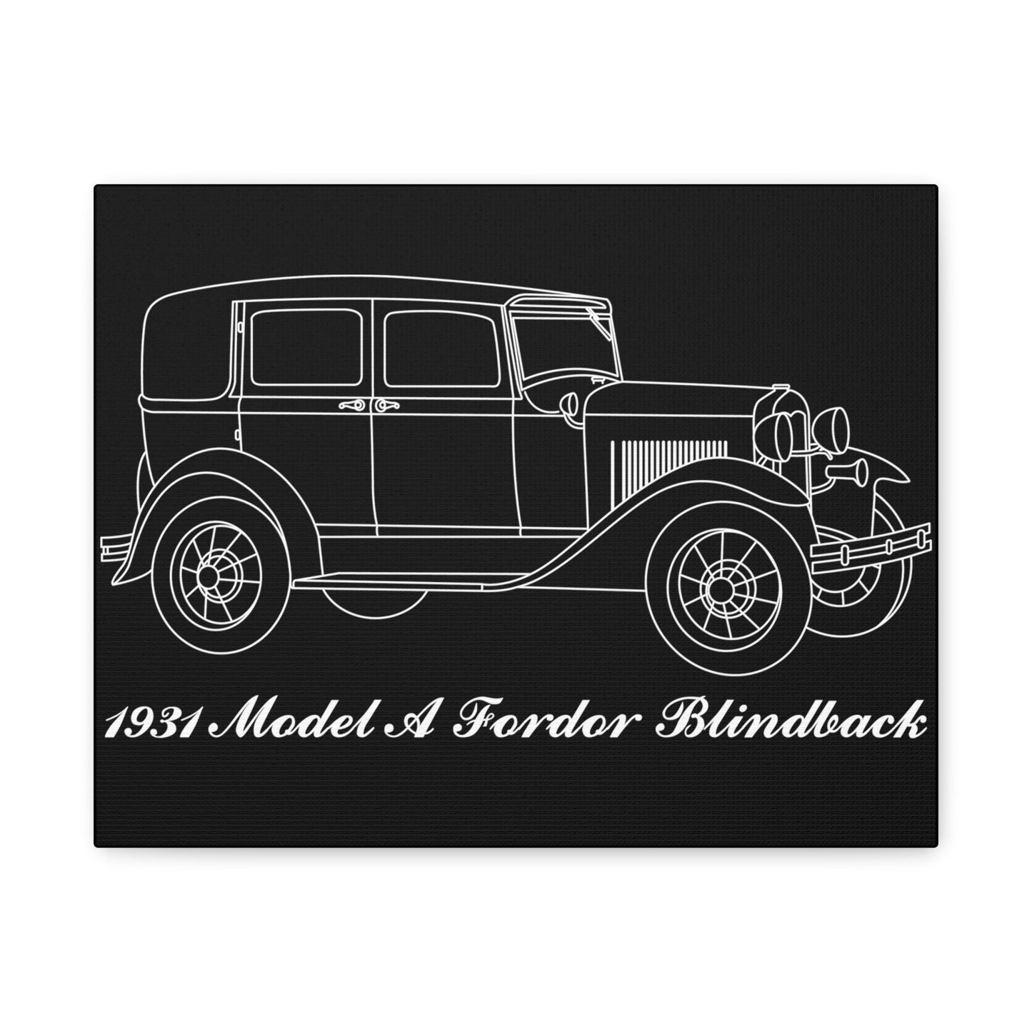 1931 Fordor Town Sedan Blindback Black Canvas Wall Art
