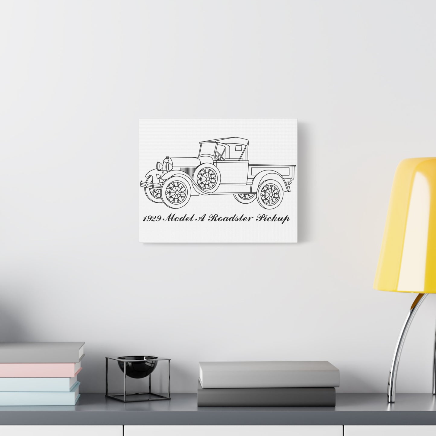 1929 Roadster Pickup White Canvas Wall Art