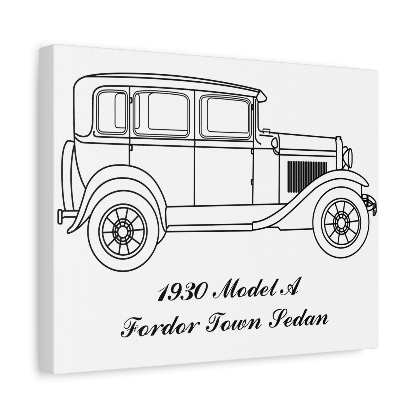 1930 Fordor Town Sedan White Canvas Wall Art