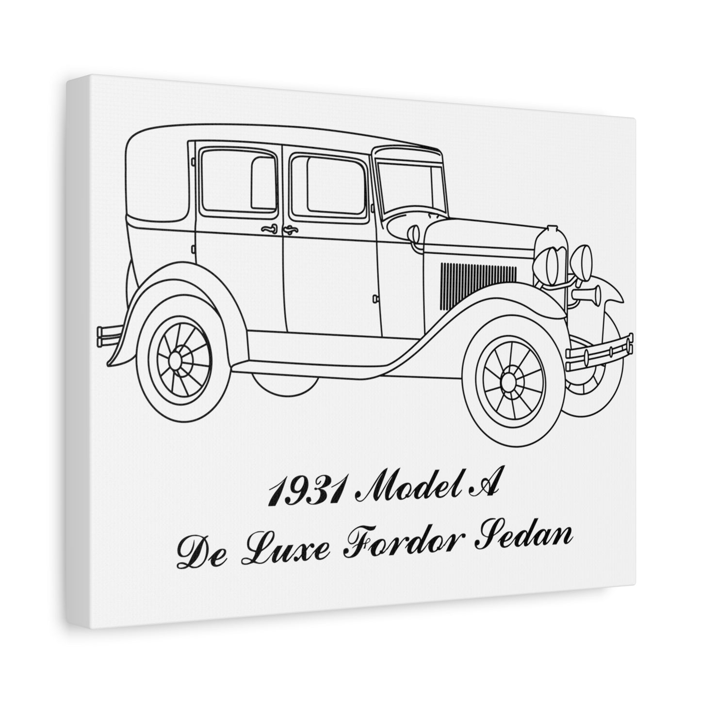 1931 De luxe Fordor Sedan White Canvas Wall Art