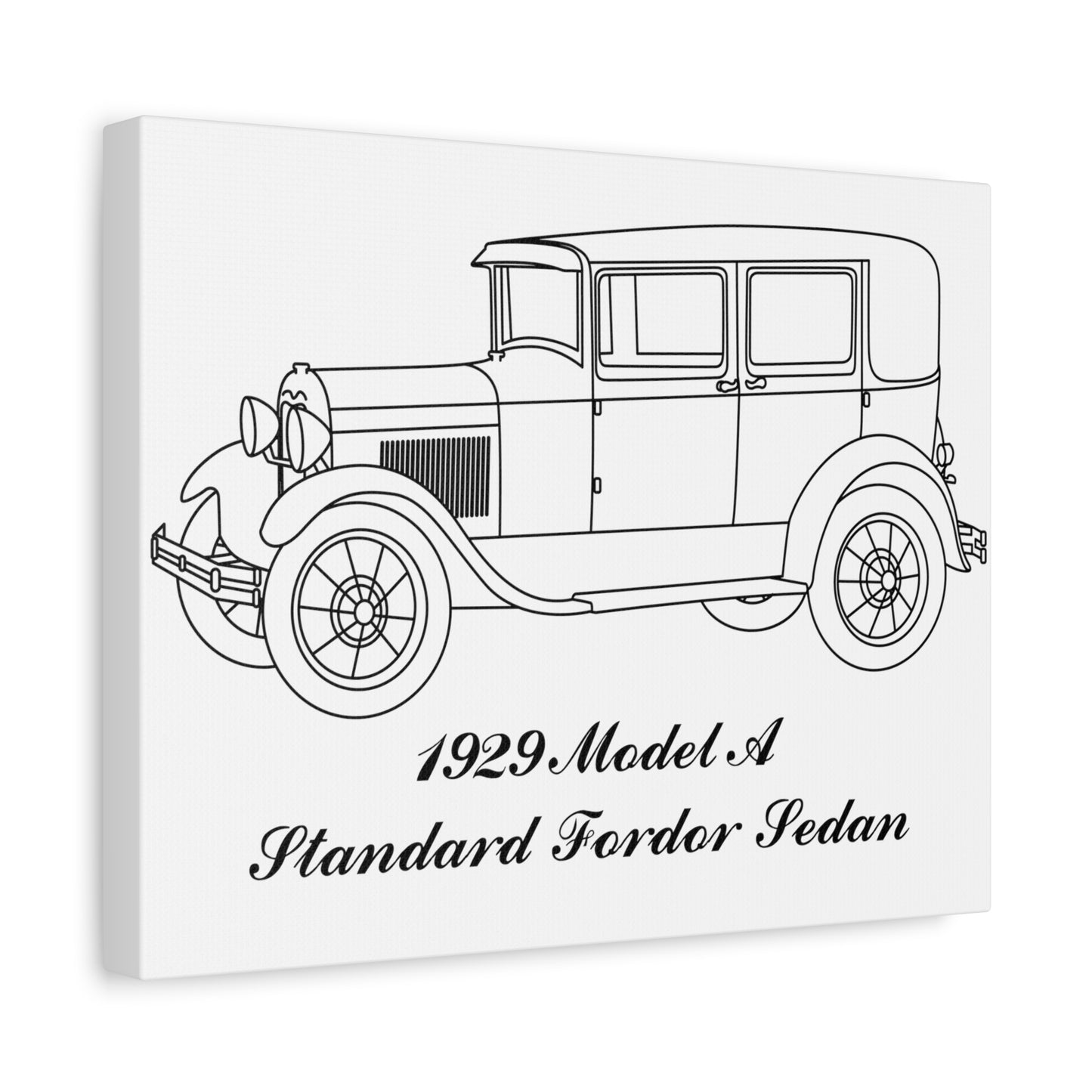 1929 Standard Fordor Sedan (2-Window) White Canvas Wall Art