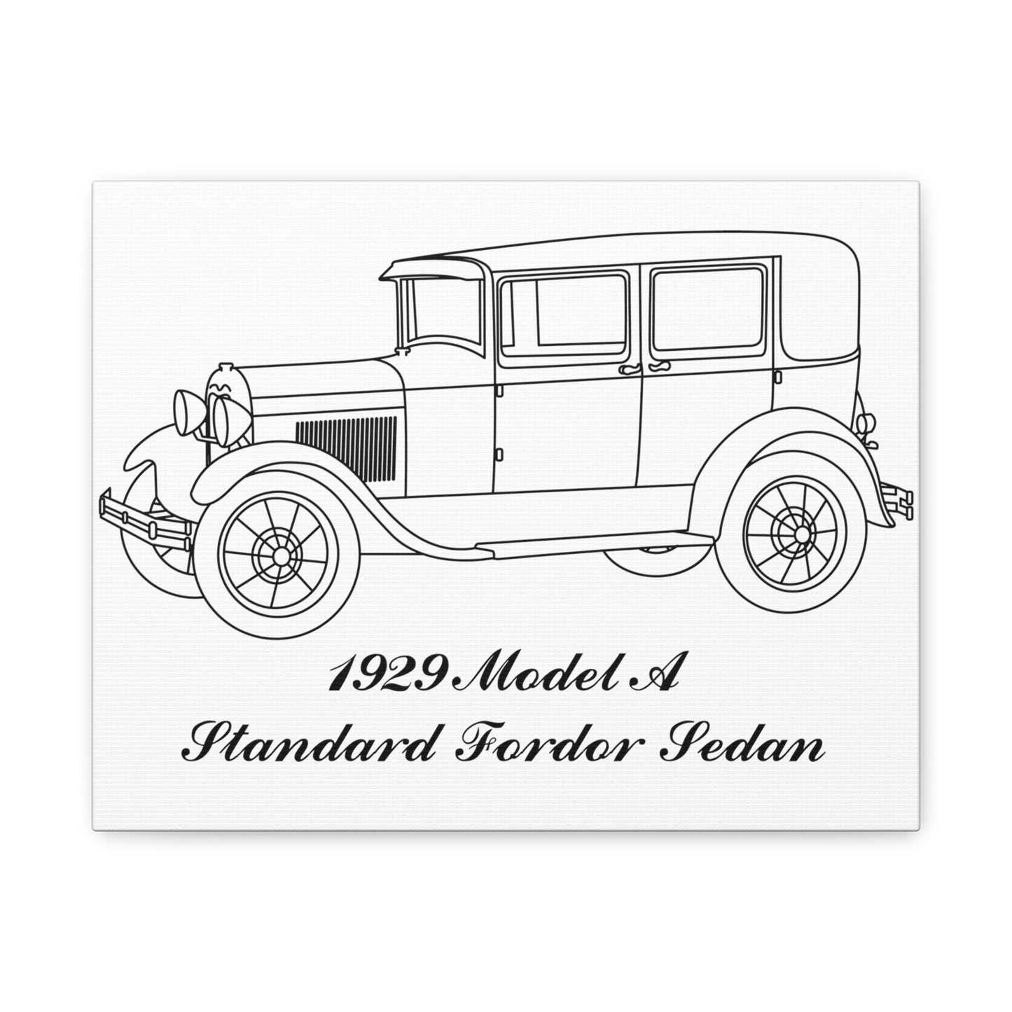 1929 Standard Fordor Sedan (2-Window) White Canvas Wall Art