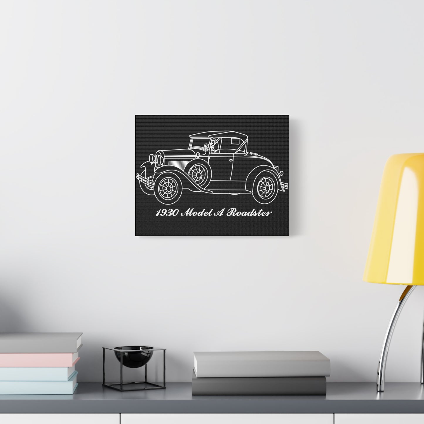 1930 Roadster Black Canvas Wall Art