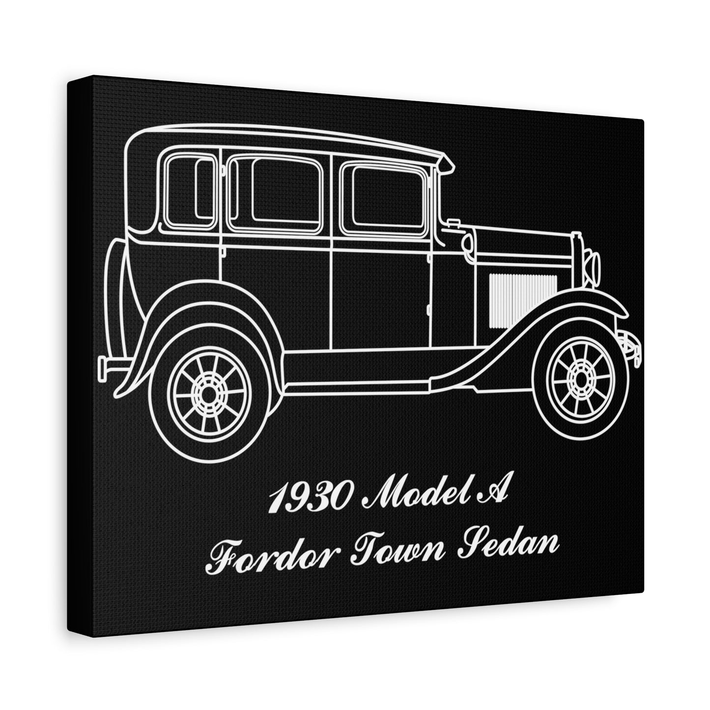 1930 Fordor Town Sedan Black Canvas Wall Art