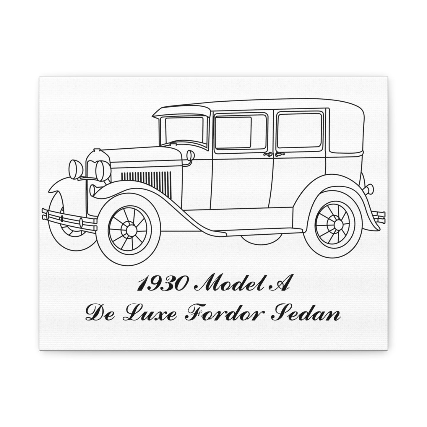 1930 De Luxe Fordor Sedan White Canvas Wall Art