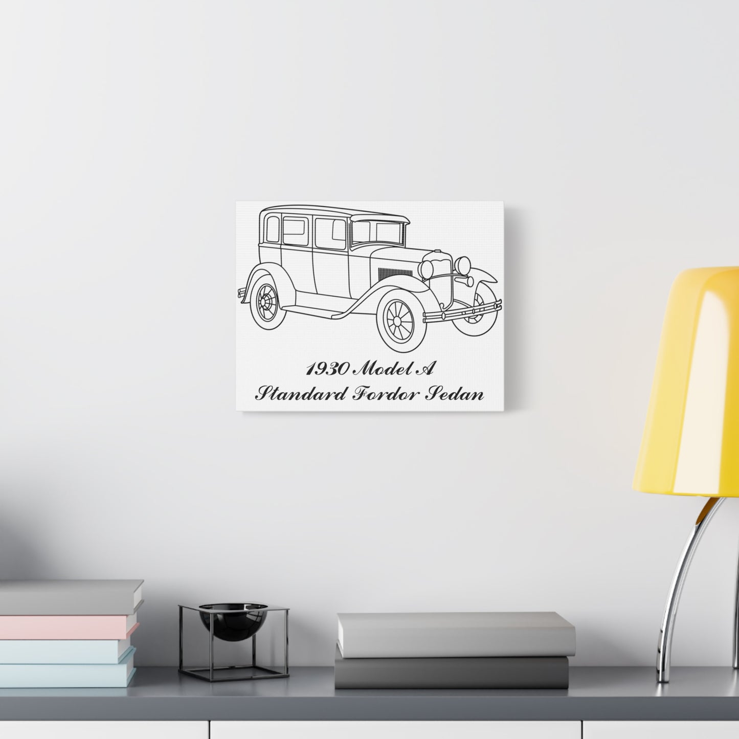 1930 Standard Fordor Sedan White Canvas Wall Art