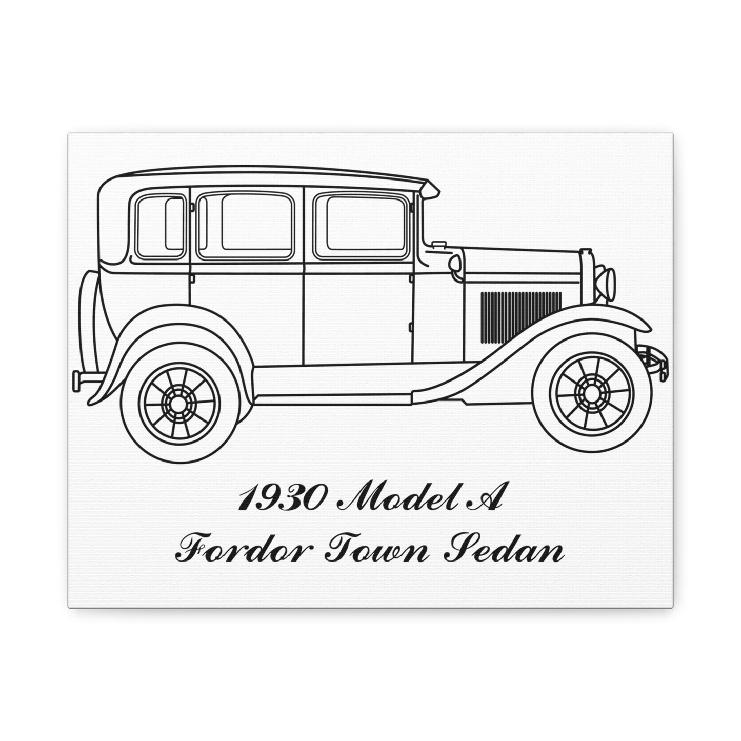 1930 Fordor Town Sedan White Canvas Wall Art