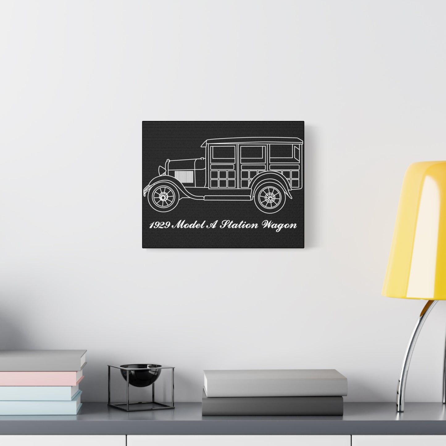 1929 Station Wagon Black Canvas Wall Art