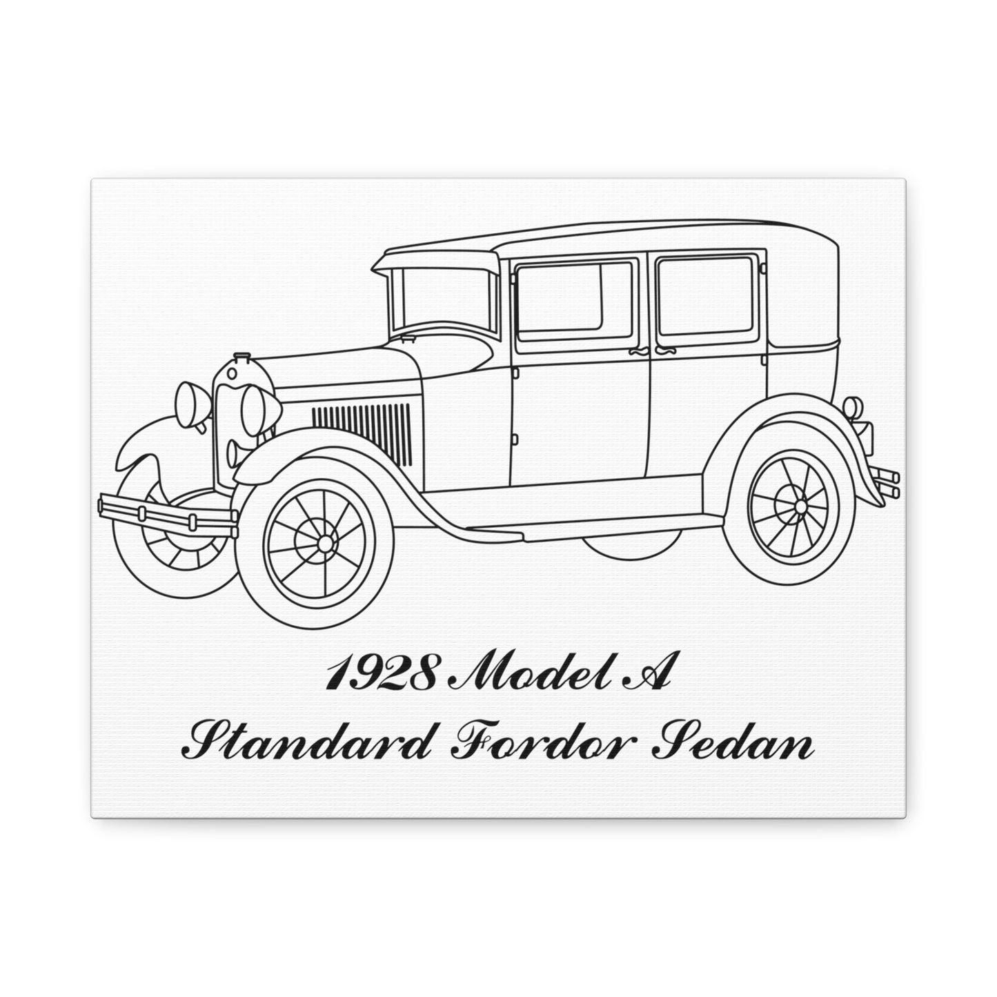 1928 Standard Fordor Sedan White Canvas Wall Art
