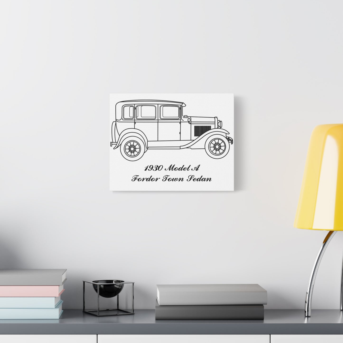 1930 Fordor Town Sedan White Canvas Wall Art