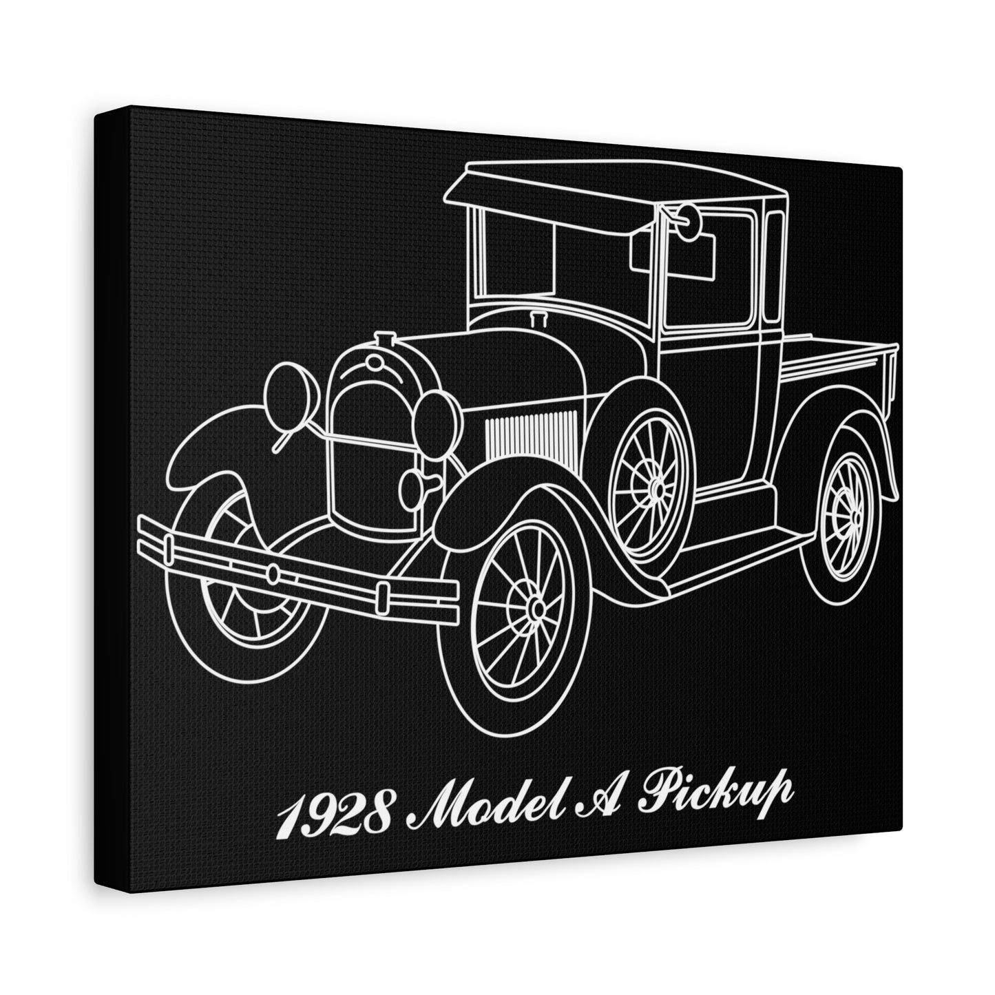 1928 Pickup Black Canvas Wall Art