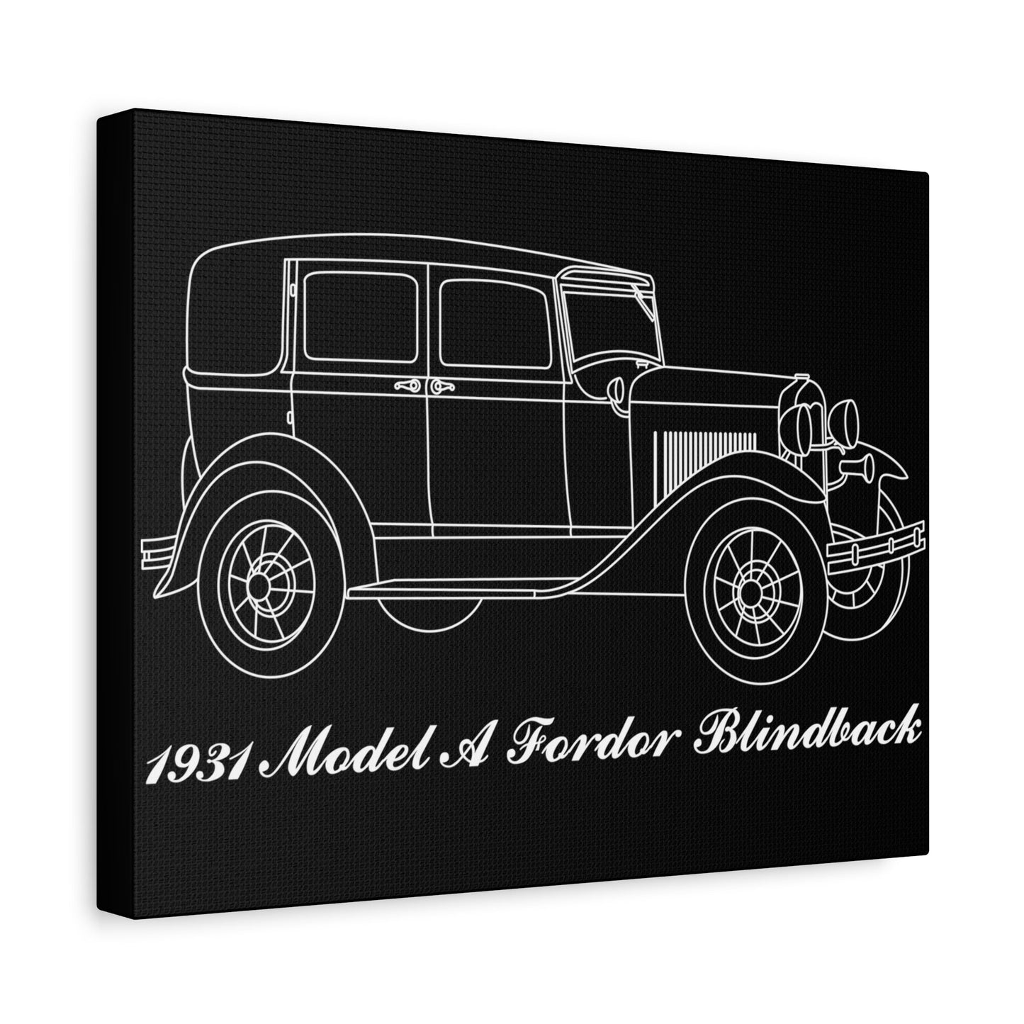 1931 Fordor Town Sedan Blindback Black Canvas Wall Art