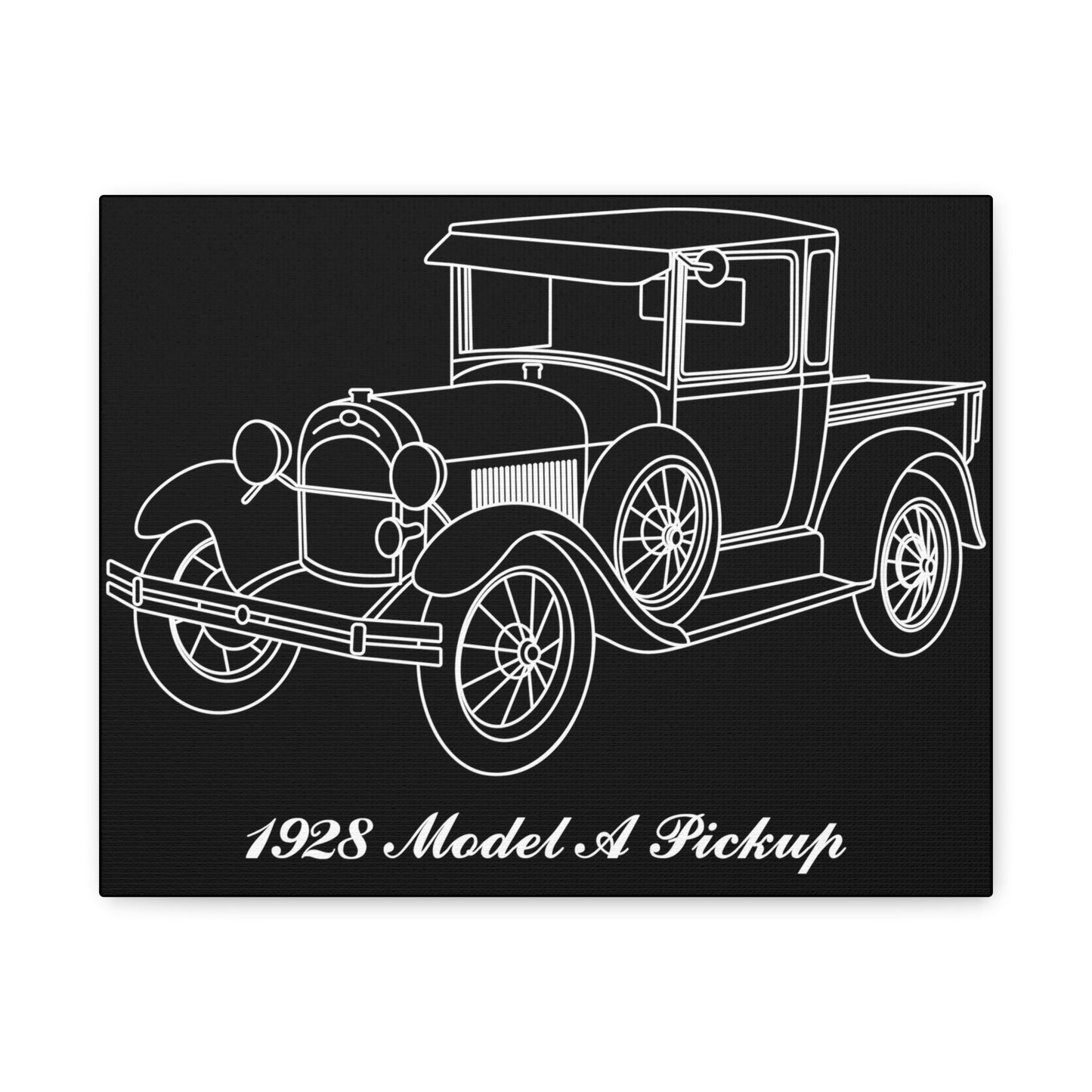 1928 Pickup Black Canvas Wall Art