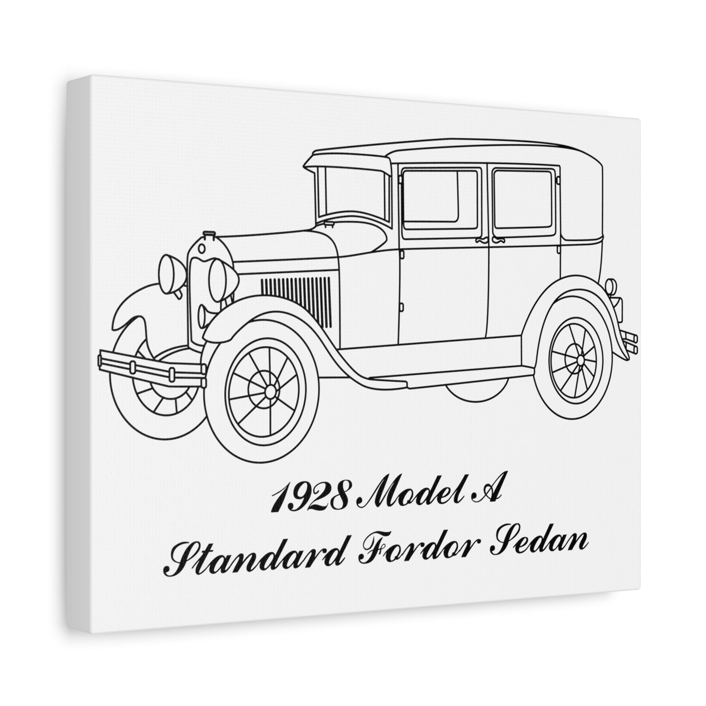 1928 Standard Fordor Sedan White Canvas Wall Art