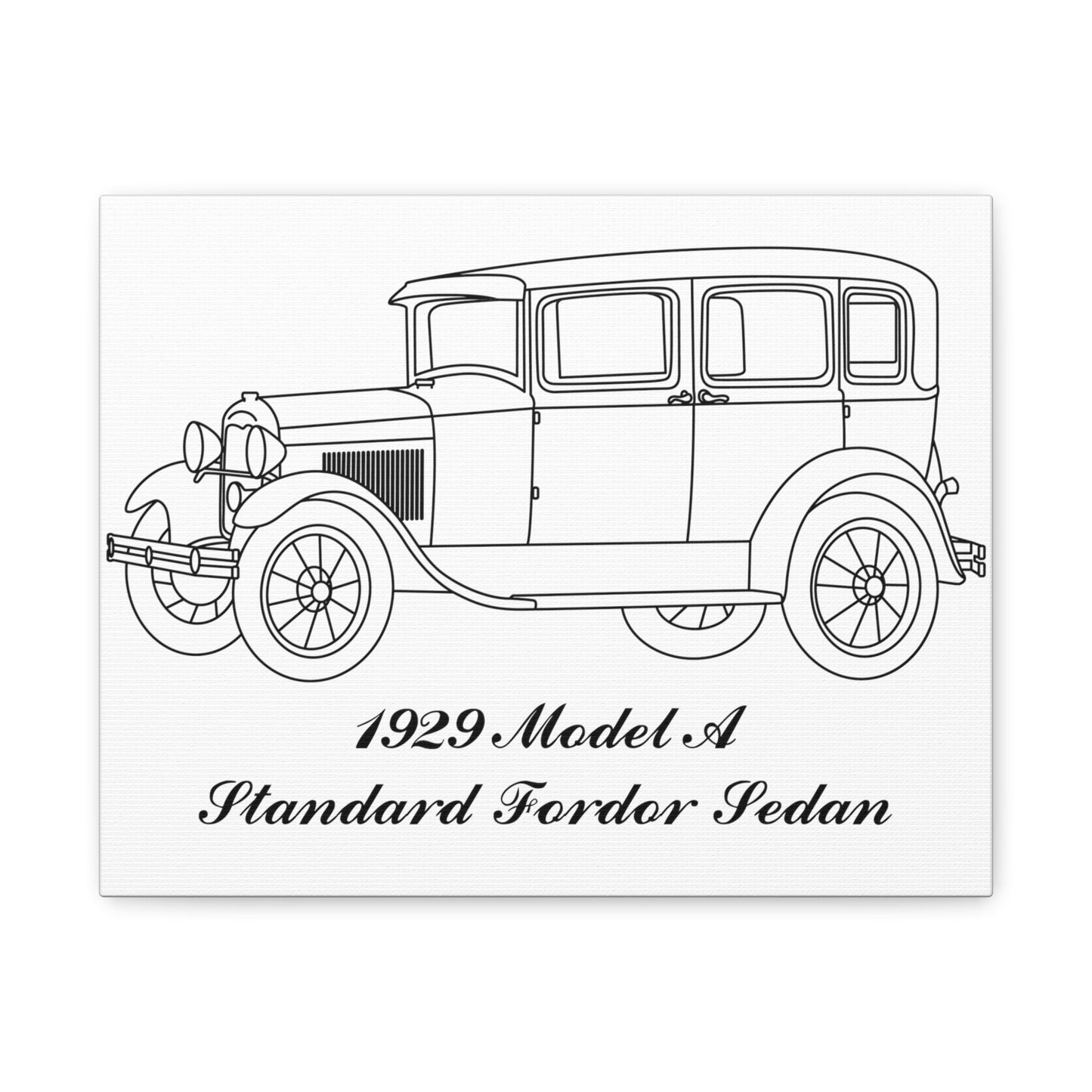 1929 Standard Fordor Sedan (3-Window) White Canvas Wall Art
