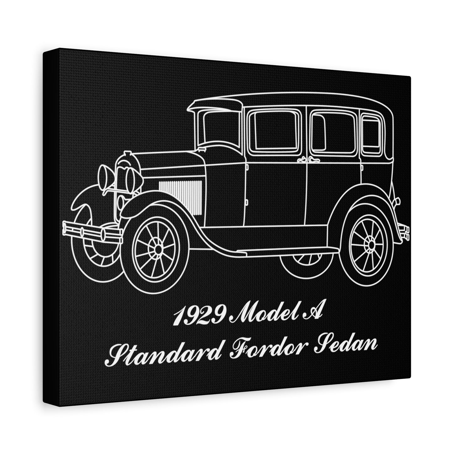 1929 Standard Fordor Sedan (3-Window) Black Canvas Wall Art