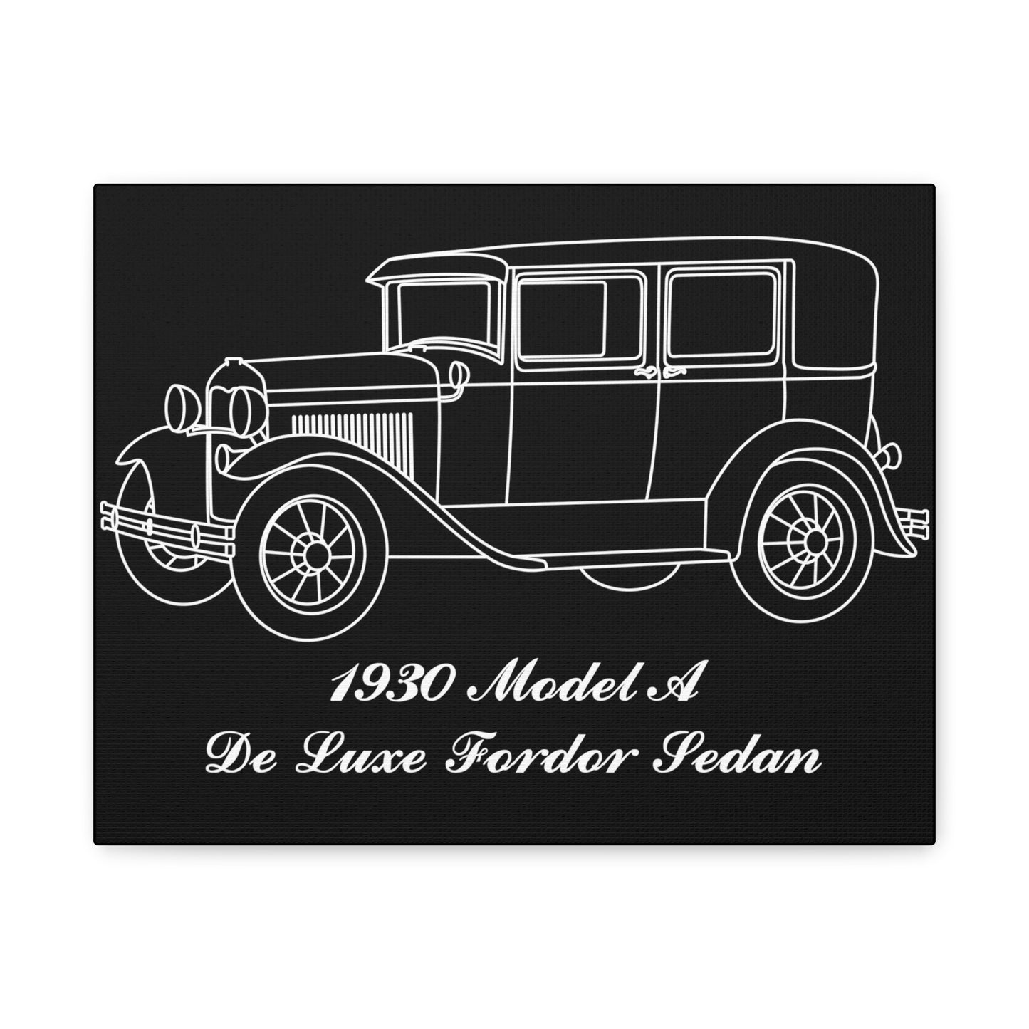 1930 De Luxe Fordor Sedan Black Canvas Wall Art