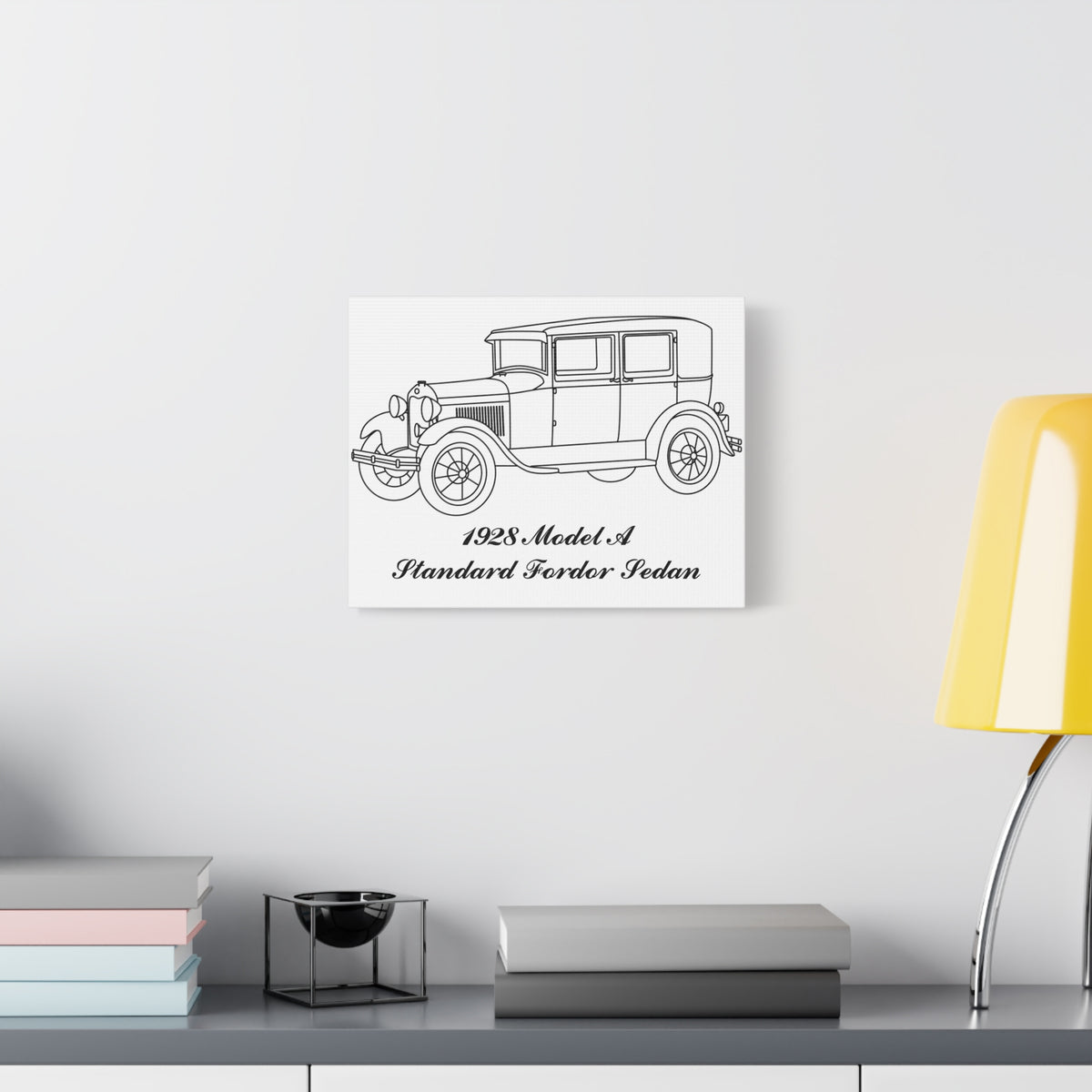 1928 Standard Fordor Sedan White Canvas Wall Art