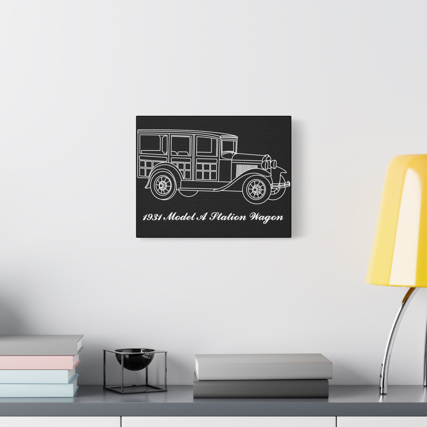 1931 Station Wagon Black Canvas Wall Art
