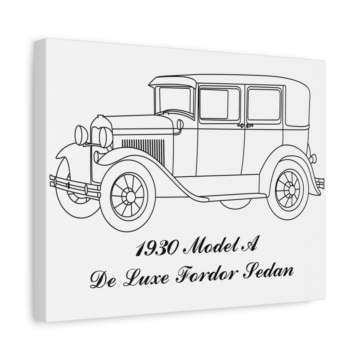 1930 De Luxe Fordor Sedan White Canvas Wall Art