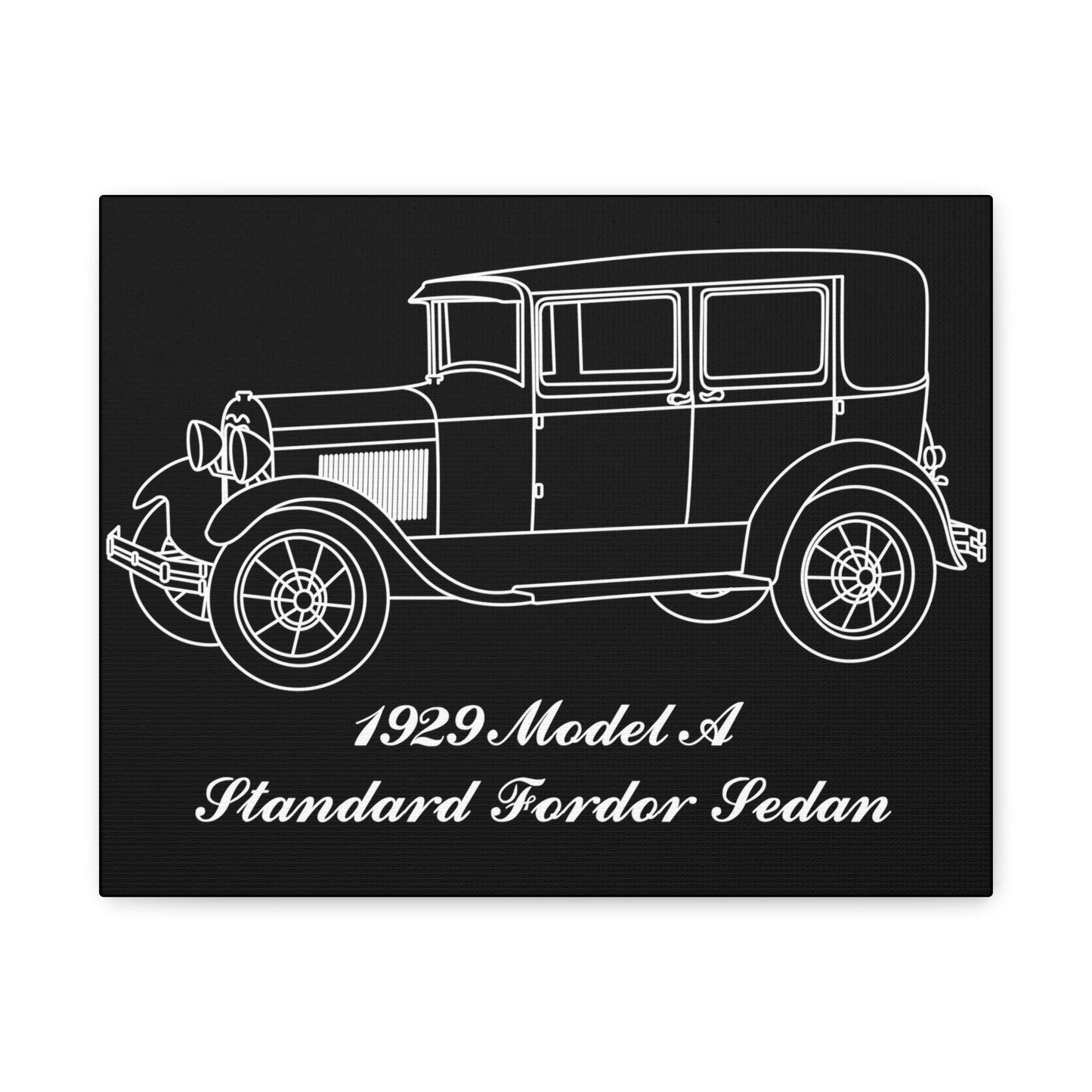 1929 Standard Fordor Sedan (2-Window) Black Canvas Wall Art