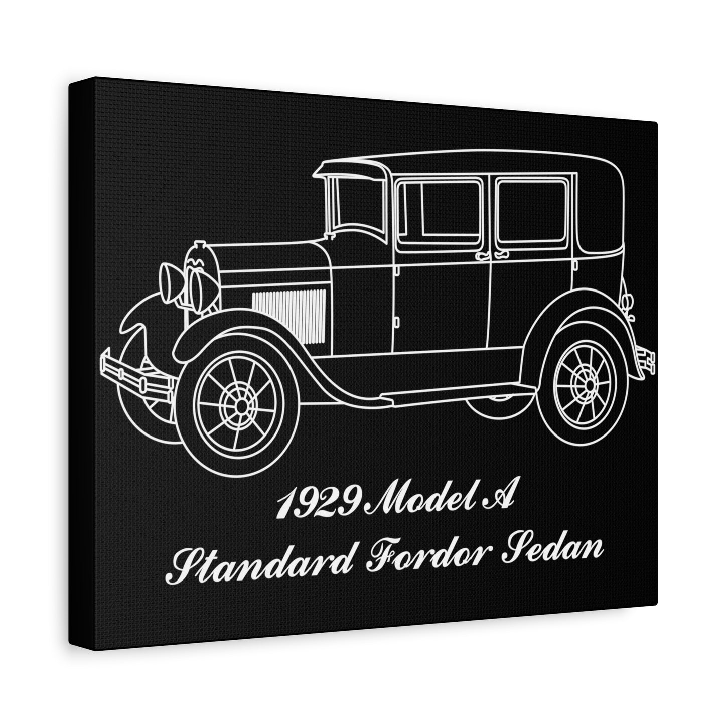 1929 Standard Fordor Sedan (2-Window) Black Canvas Wall Art