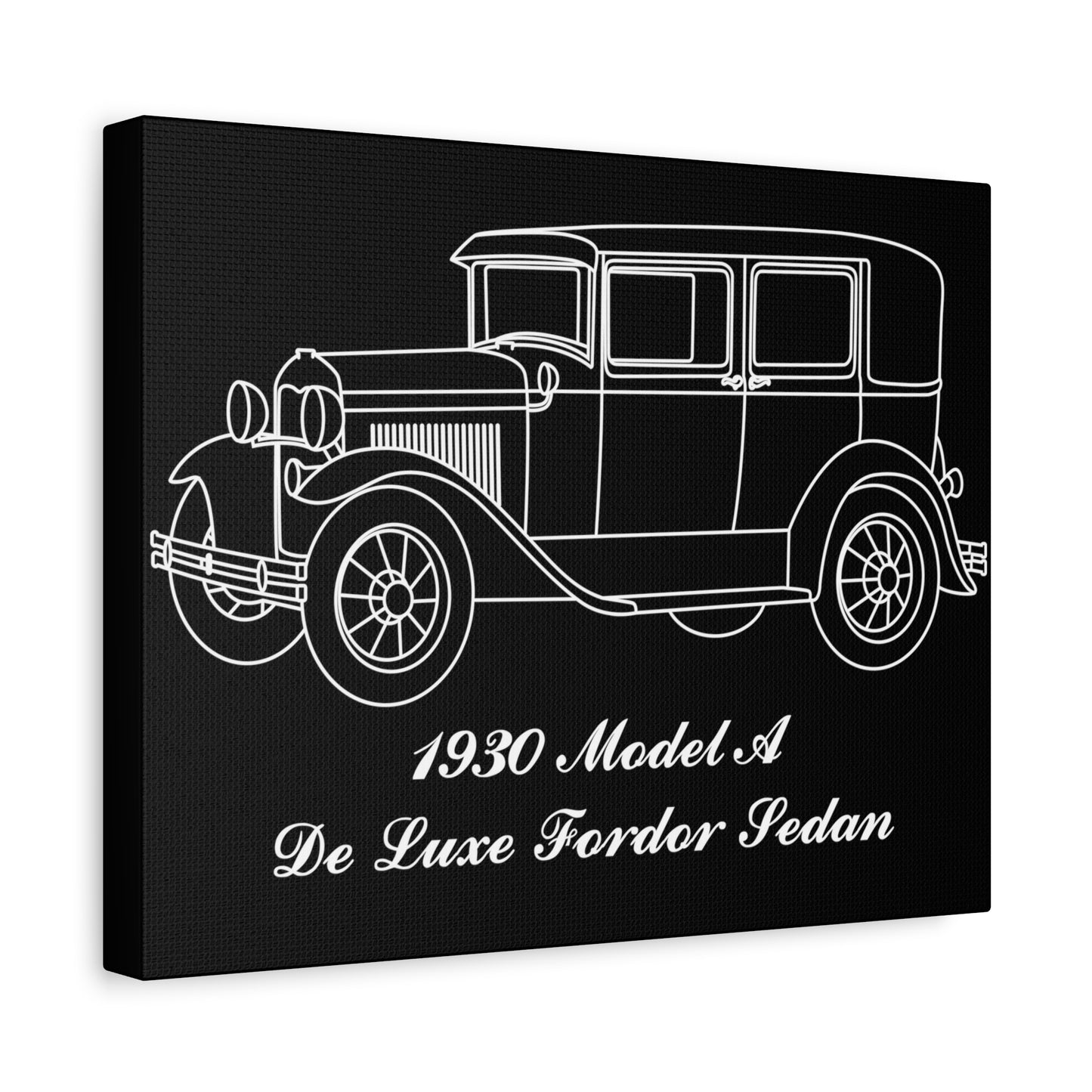 1930 De Luxe Fordor Sedan Black Canvas Wall Art