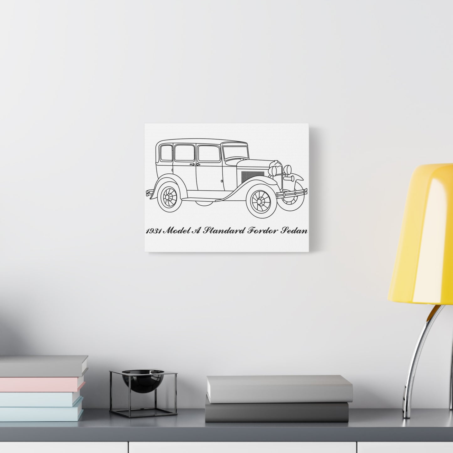 1931 Standard Fordor Sedan White Canvas Wall Art