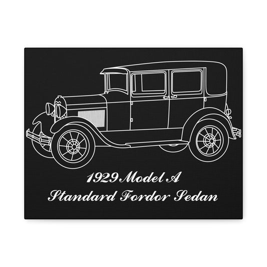 1929 Standard Fordor Sedan (2-Window) Black Canvas Wall Art
