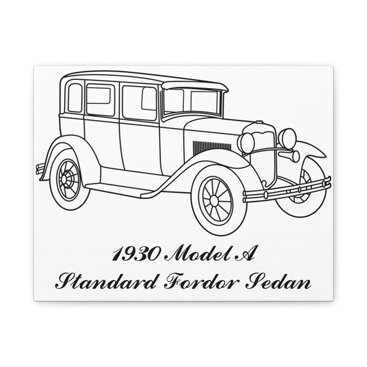 1930 Standard Fordor Sedan White Canvas Wall Art