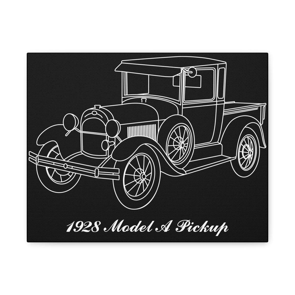 1928 Pickup Black Canvas Wall Art