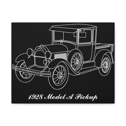 1928 Pickup Black Canvas Wall Art