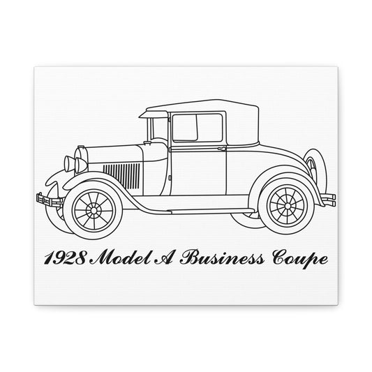 1928 Business Coupe White Canvas Wall Art