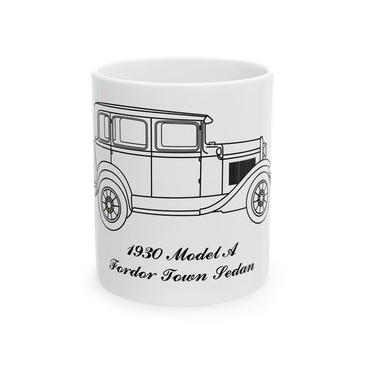 1930 Fordor Town Sedan White Mug