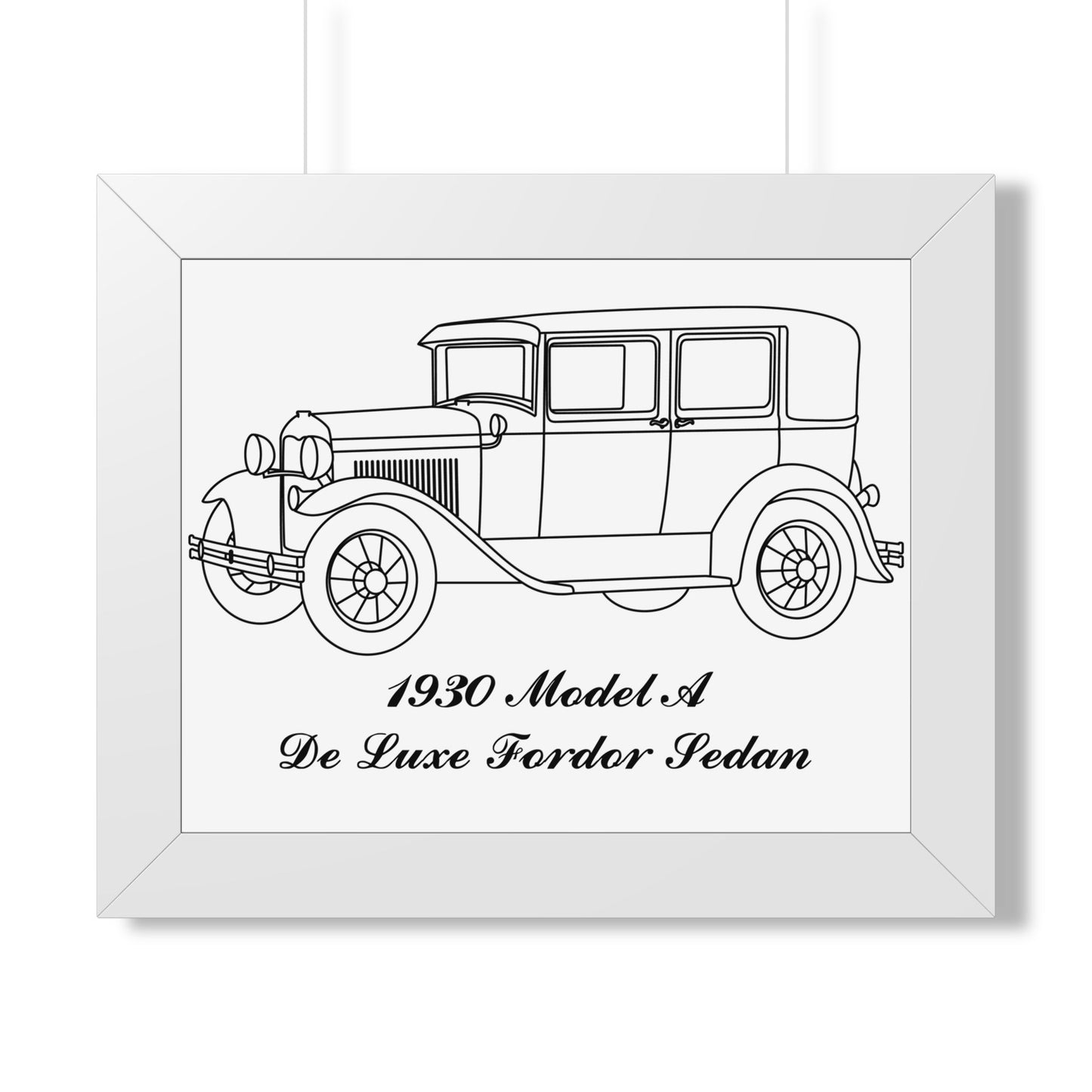 1930 De Luxe Fordor Sedan Framed Drawing