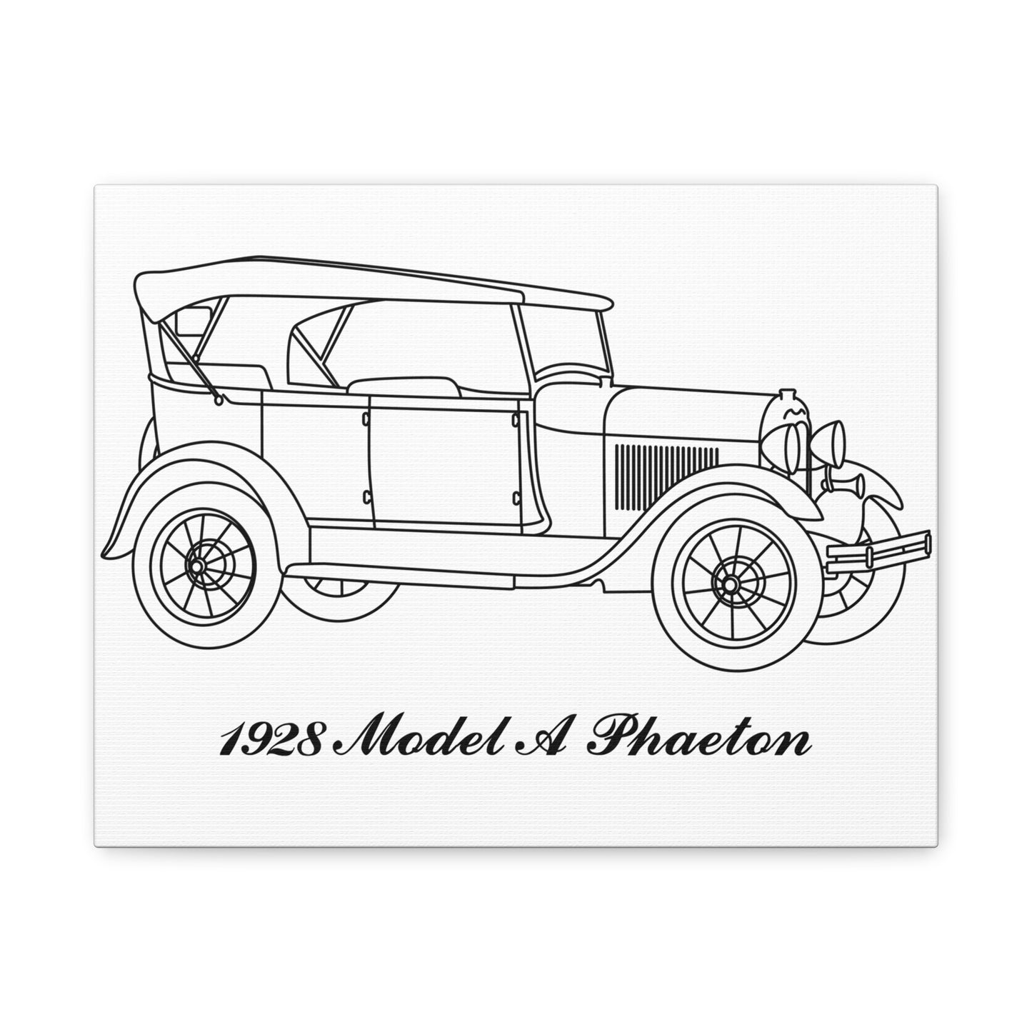 1928 Phaeton White Canvas Wall Art
