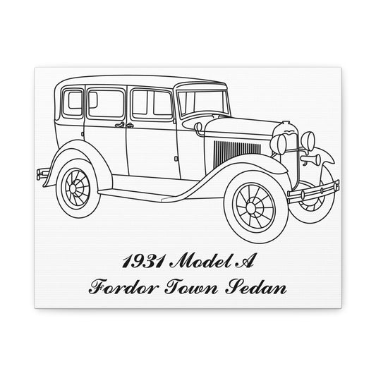 1931 Fordor Town Sedan White Canvas Wall Art