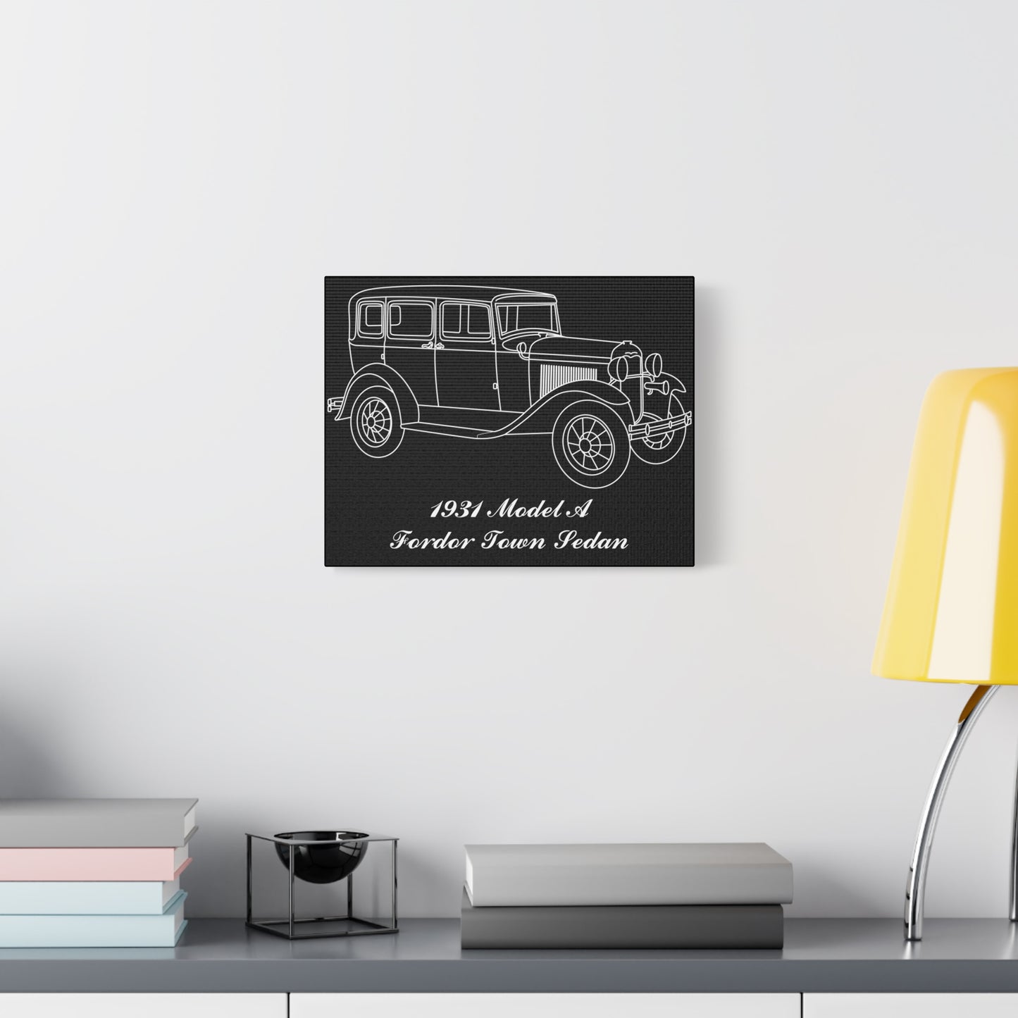1931 Fordor Town Sedan Black Canvas Wall Art