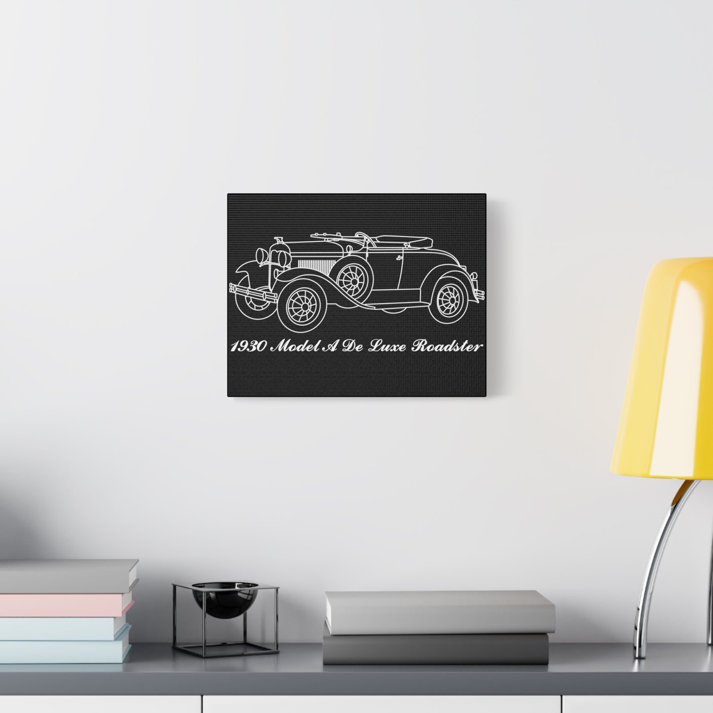 1930 De Luxe Roadster Black Canvas Wall Art