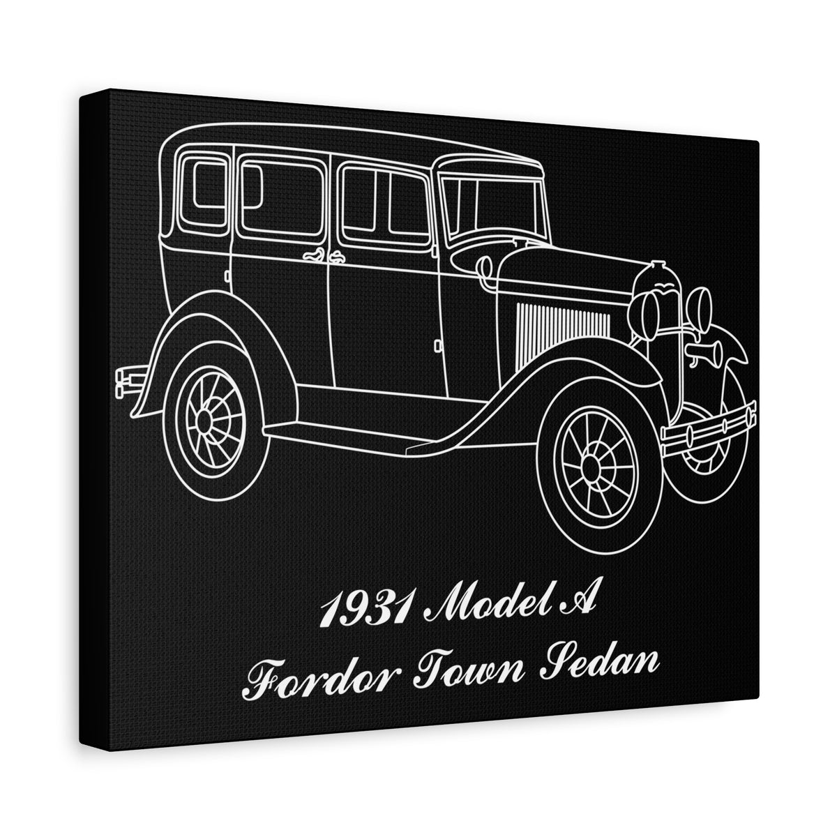 1931 Fordor Town Sedan Black Canvas Wall Art