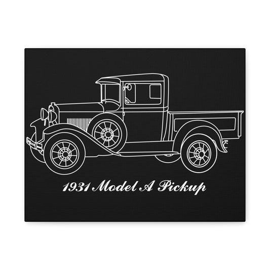 1931 Pickup Black Canvas Wall Art
