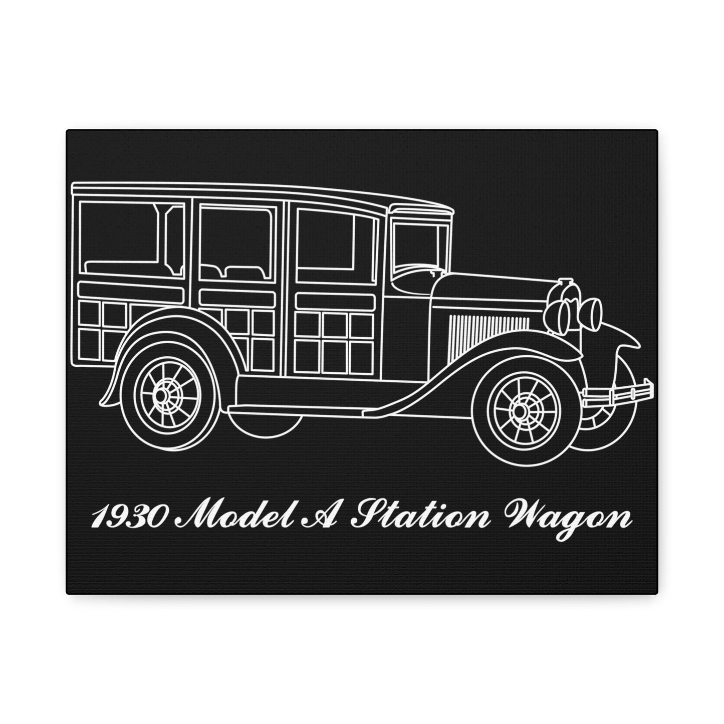 1930 Station Wagon Black Canvas Wall Art