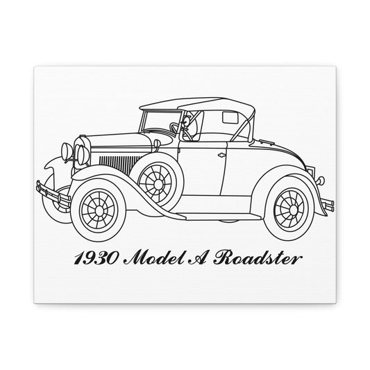 1930 Roadster White Canvas Wall Art