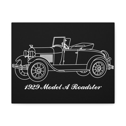 1929 Roadster Black Canvas Wall Art