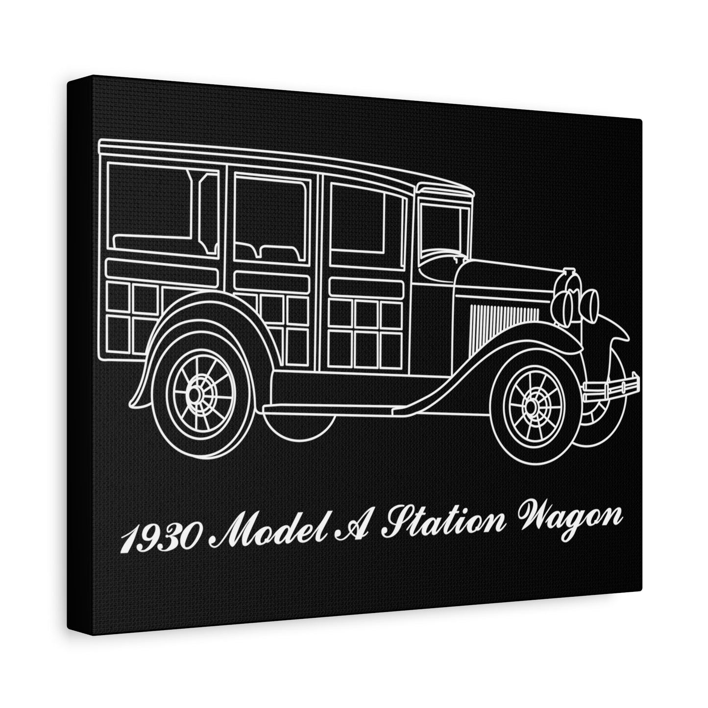 1930 Station Wagon Black Canvas Wall Art