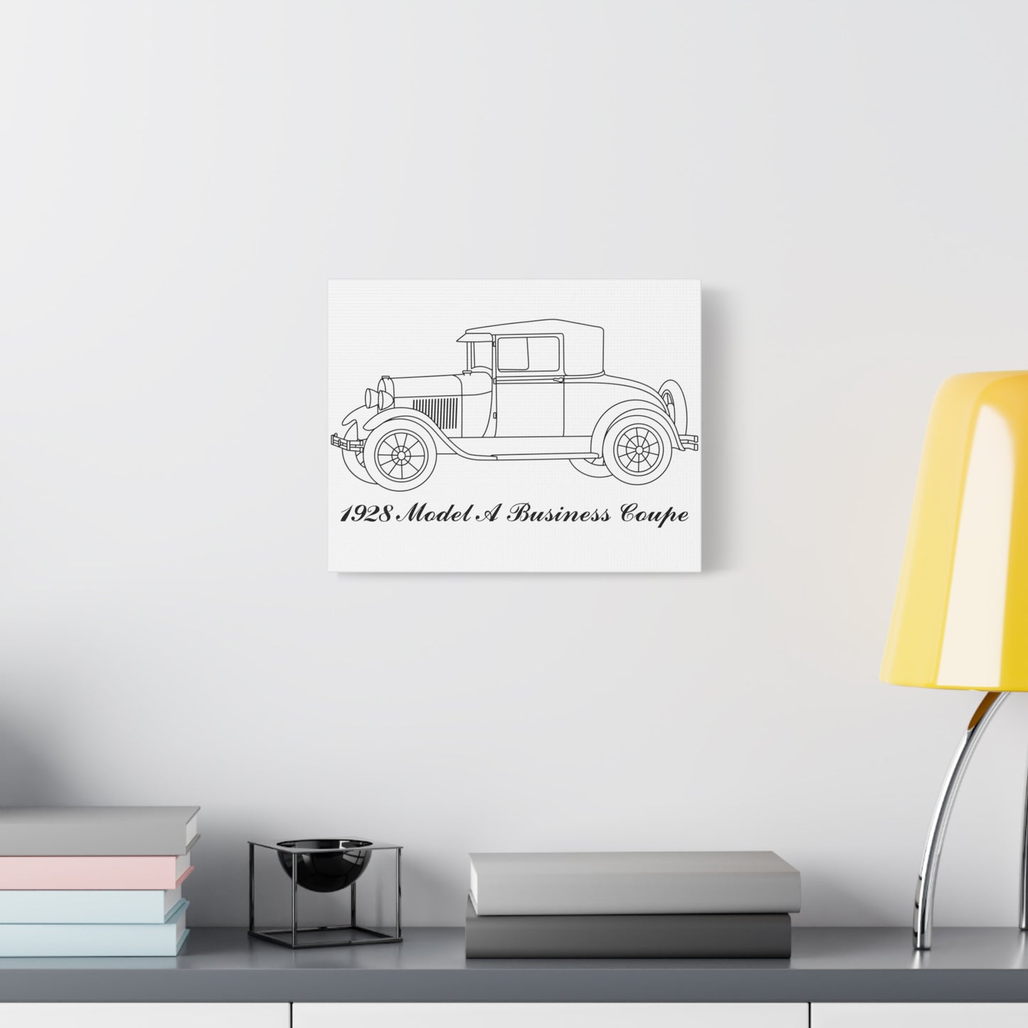 1928 Business Coupe White Canvas Wall Art