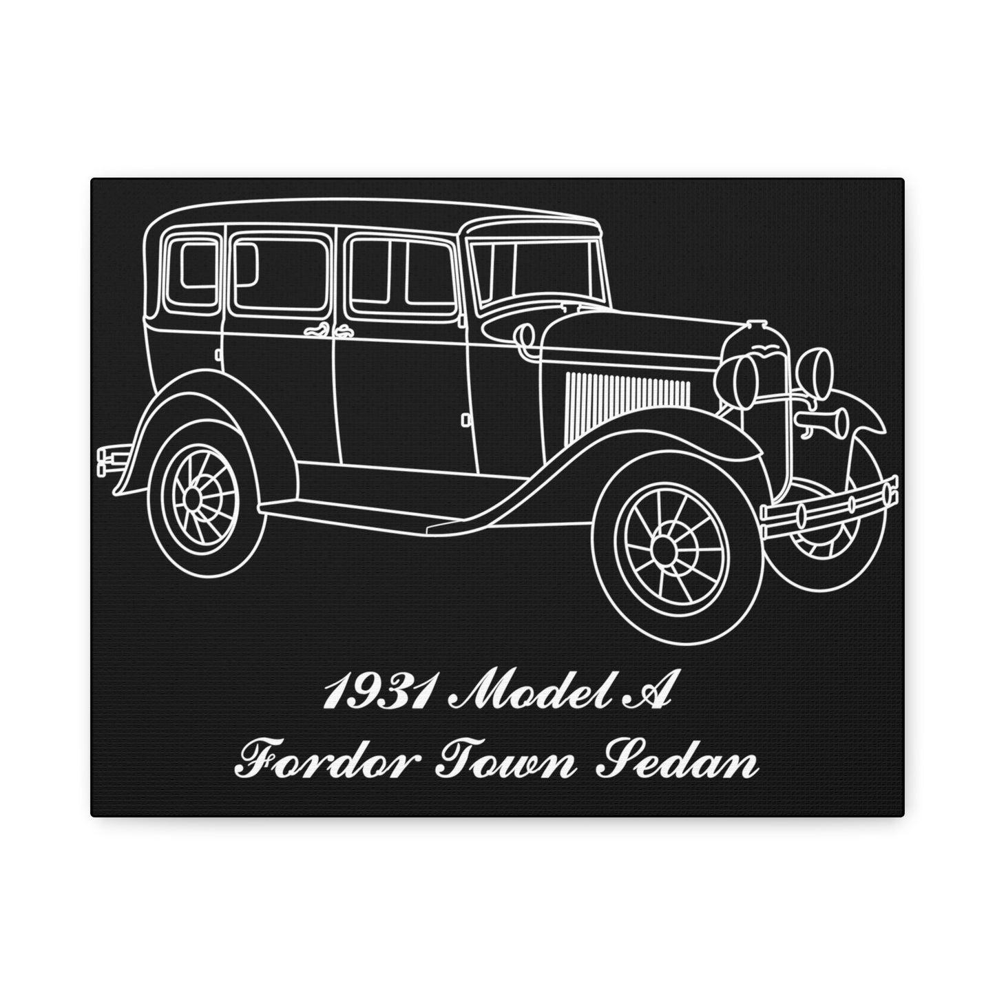 1931 Fordor Town Sedan Black Canvas Wall Art