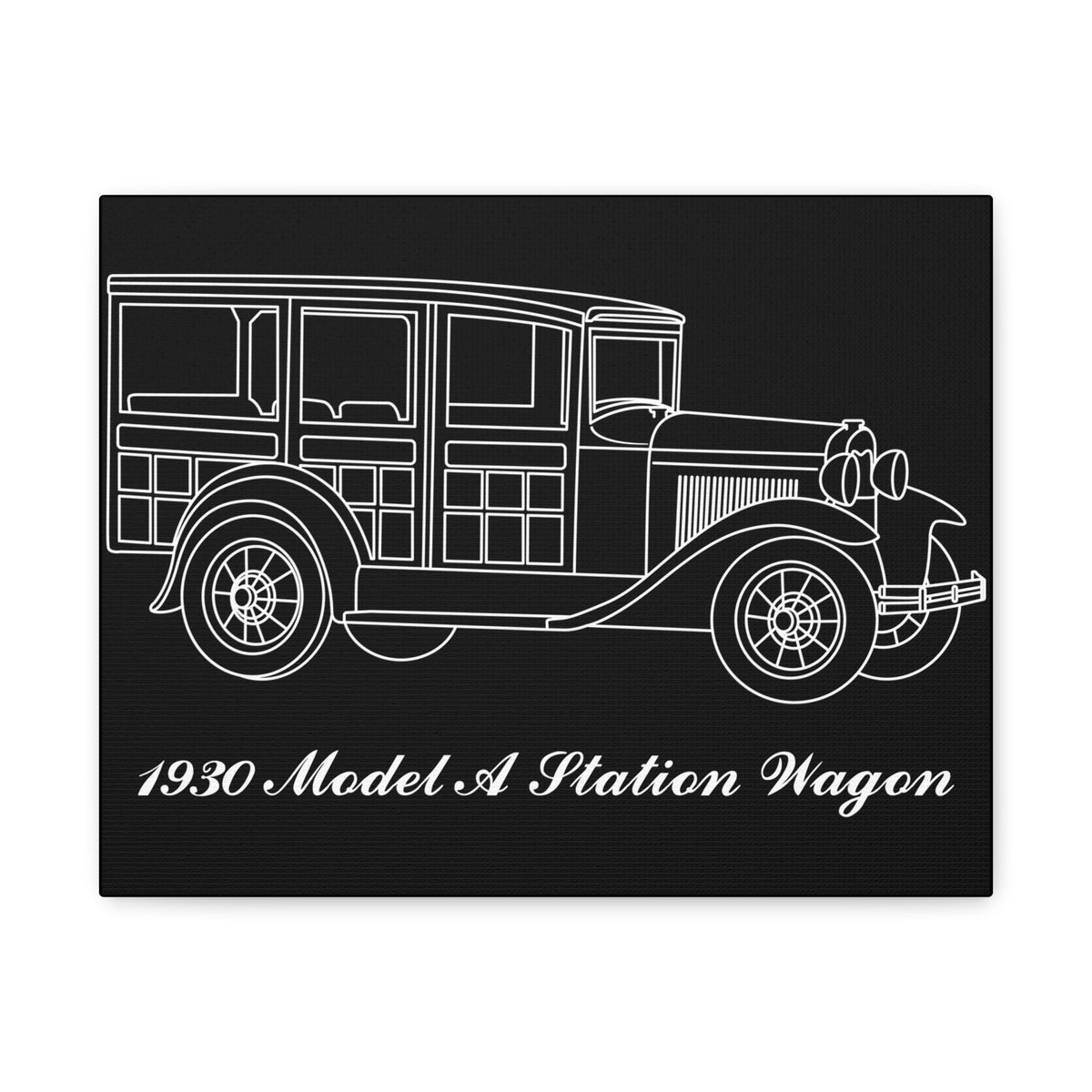 1930 Station Wagon Black Canvas Wall Art