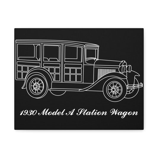 1930 Station Wagon Black Canvas Wall Art